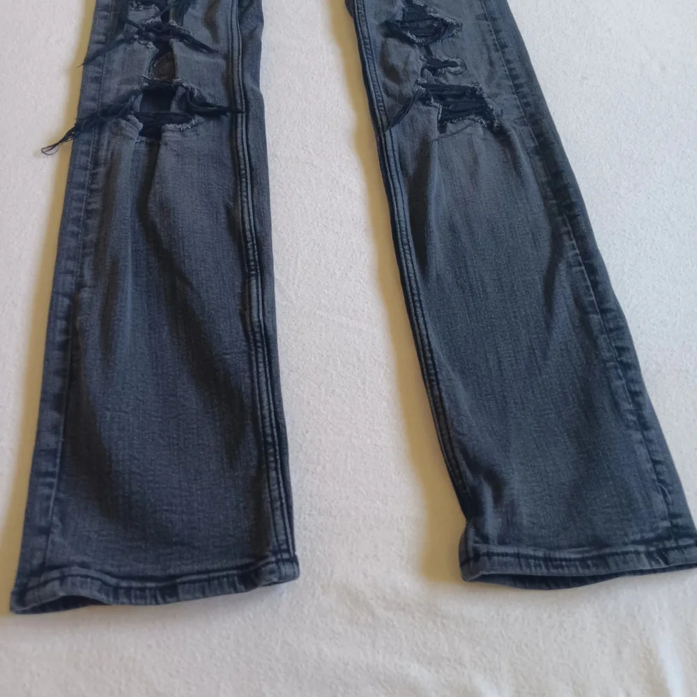Abercrombie Kids Sz 13/14 Black Jeans Distressed Slim-Fit